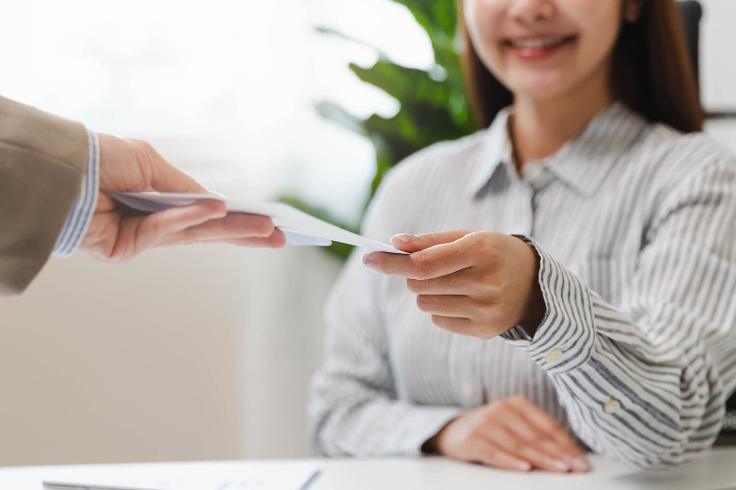Woman receiving salary